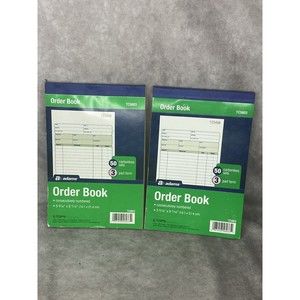 Lot Of (2) Adams Carbonless Order Book 5.56 x 8.44 3-Part Carbonless 50 Sets